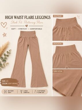 Free People High Waist Flare Leggings in Light Brown